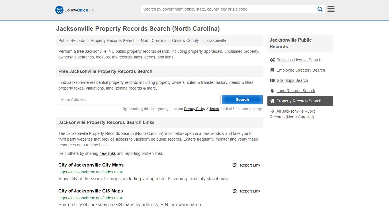 Property Records Search - Jacksonville, NC (Assessments, Deeds, GIS ...